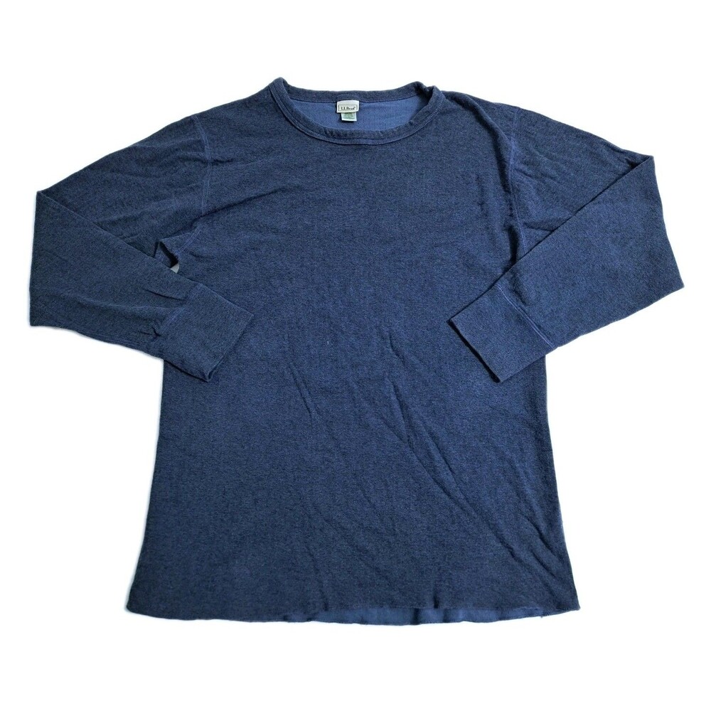 LL Bean River Driver Shirt  Men's Tall Large Navy Wool Blend Thermal Two Layer